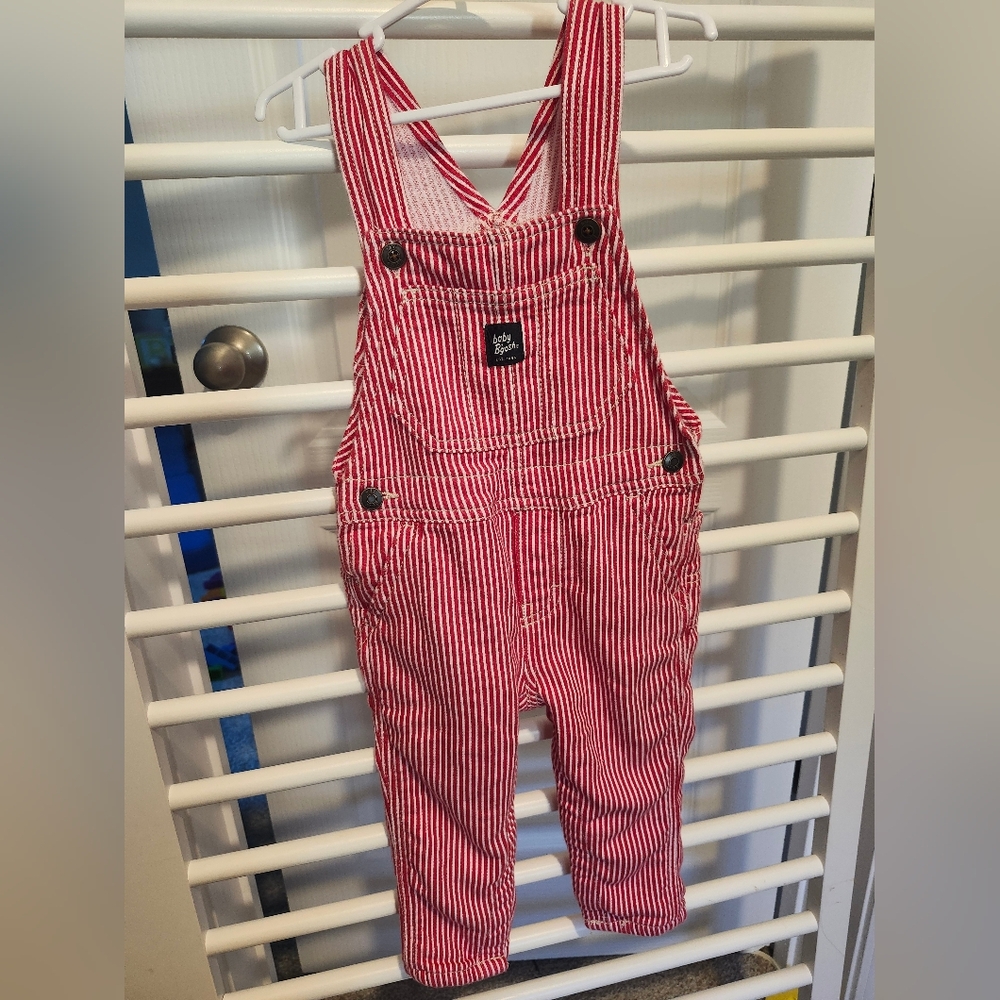 Red Striped Kids Overalls